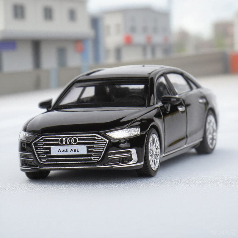 JKM 1/64 Diecast Model Car Audi A8L black car (from LAPD MODELS)